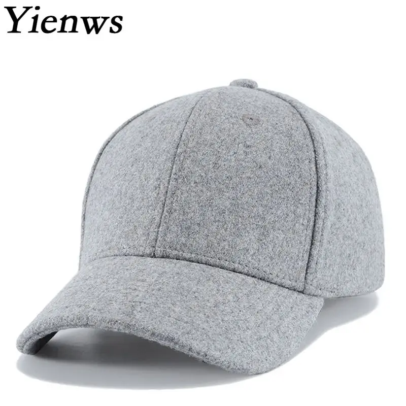Yienws Women Winter Baseball Hats Bones Plain Gray Curve Brim Baseball