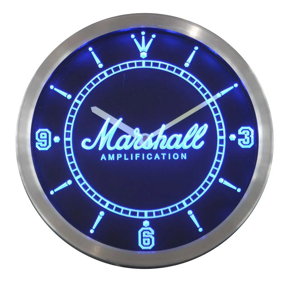 nc0437 Marshall Guitars Bass Amplifier Neon Sign LED Wall Clockin Wall