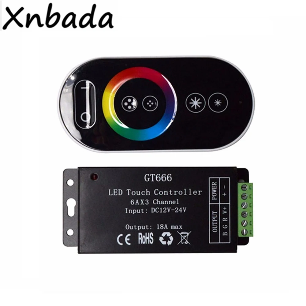 Беспроводной Радиочастотный сенсорный контроллер RGB со светодиодным пультом