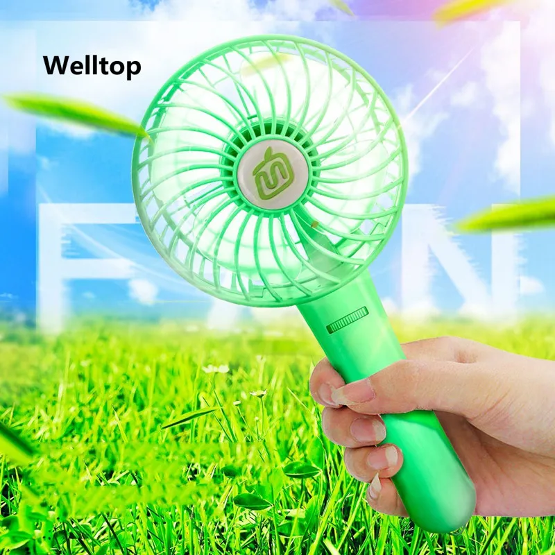 Welltop Portable Mini Fan Personal Air Cooling USB Fan Travel Handheld Fan With 18650
