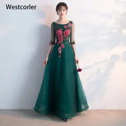 A Line длинный тюлевый Выпускной платья vestido de festa кружевной топ элегантное вечернее платье 2019 Быстрая доставка