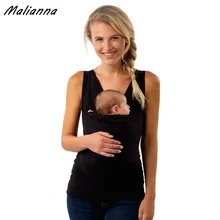 2018 Summer Kangaroo clothes Baby Carrier for mother Sleeveless Big Pockets T-shirt Femme multifunction Clothing Tops Plus Size