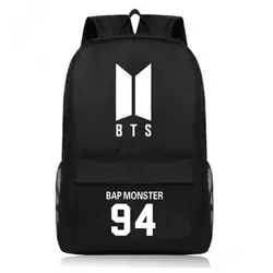 Женский и мужской черный рюкзак Mochila BTS школьная сумка Книга сумка BTS школьный ранец для мальчиков и девочек ранец Мужской Рюкзак Для