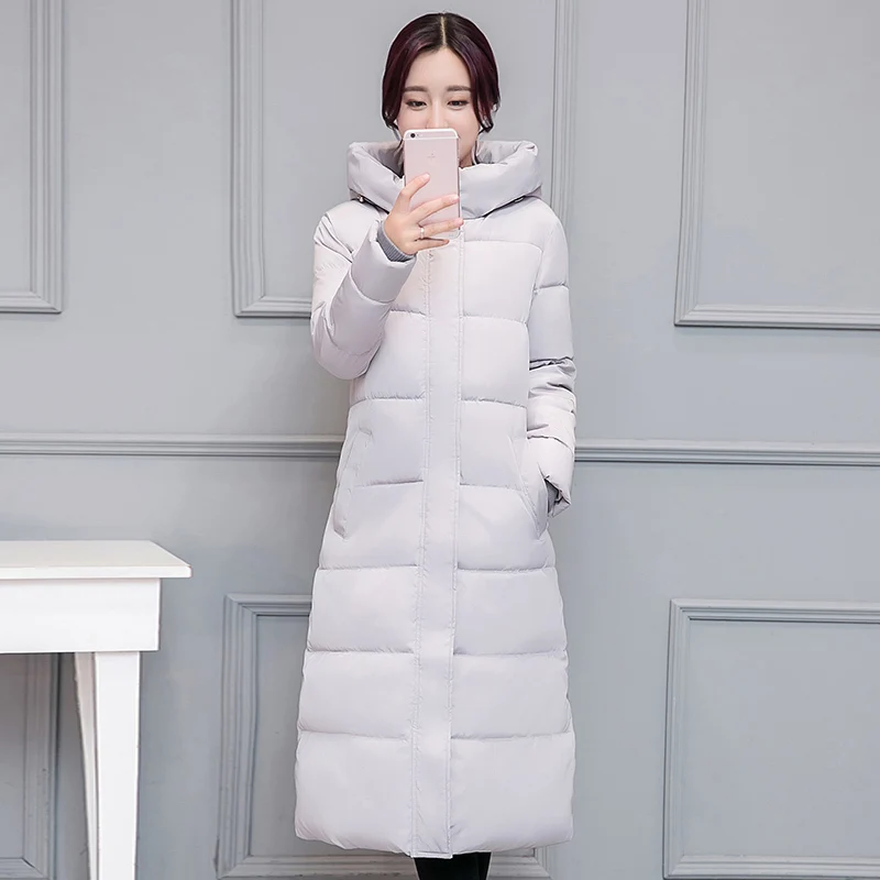 

2016 Korean winter coat girls down long slim knee thick warm cotton padded jacket cotton size