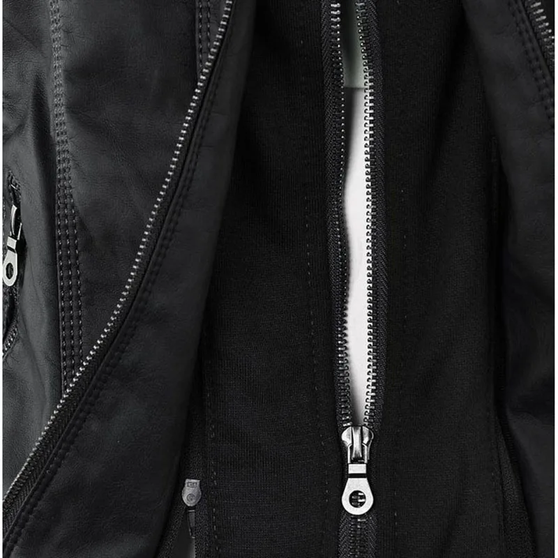 hooded leather Jacket women Gothic faux PU Jacket coat fashion Moto faux leather PU Coat female Plus size 7XL chaqueta muje