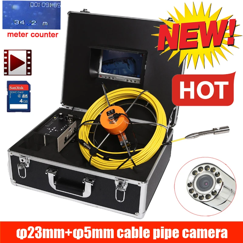  50m DVR waterproof Pipe Wall Sewer Inspection Camera SystemIndustrial Pipe Car Video Inspection End