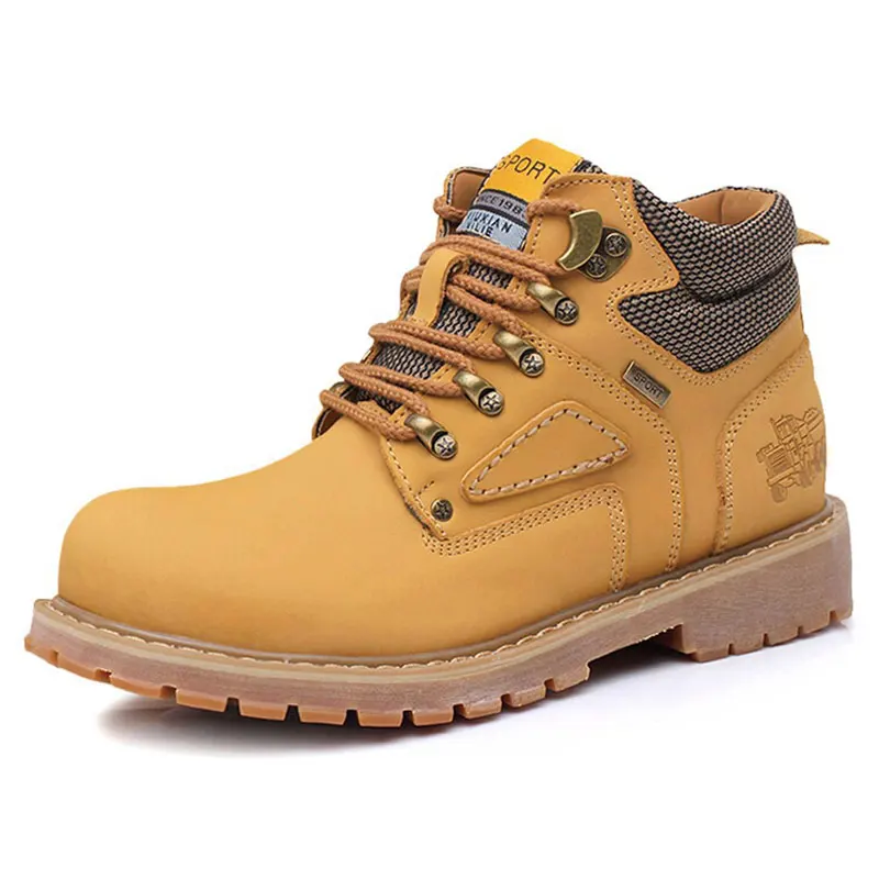 Tangnest/мужские зимние ботильоны повседневная рабочая обувь на шнуровке мужская обувь с высоким берцем из искусственной кожи с мехом, мужские зимние ботинки, XMX521 - Цвет: yellow