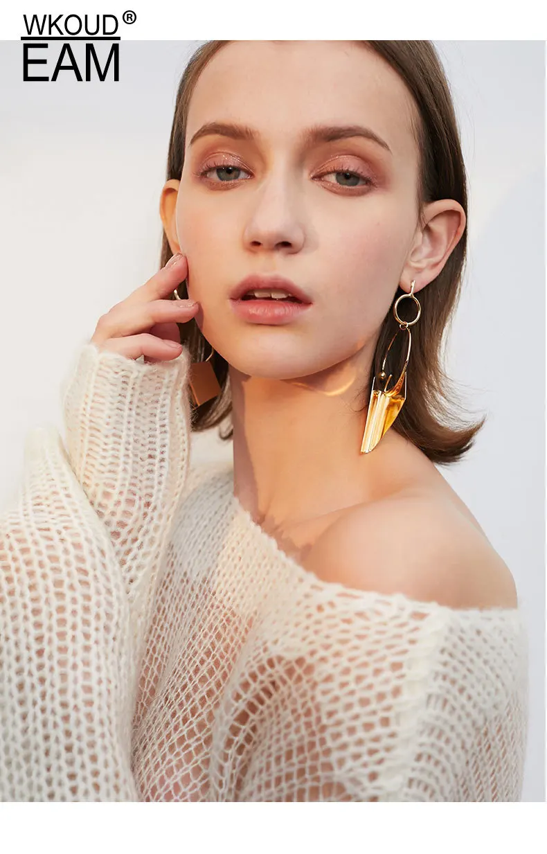 

WKOUD EAM 2019 New Woman Rhinestone Irregular Ring Personality Earrings Fashion Female Jewelry Accessories Party Gift 6#JX913