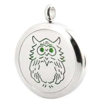 

10pcs Silver OWL Stainless Steel Premium Aromatherapy Essential Oil Diffuser Necklace With Free chain and Pads