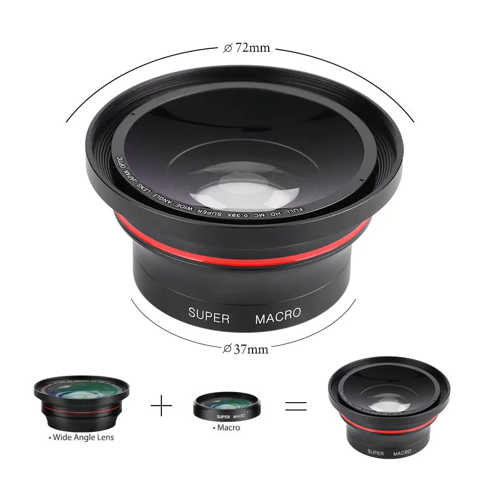 0.39X супер широкоугольный объектив для DV камер мобильных телефонов с 37 мм зажимом для телефона для более широкого диапазона сцен