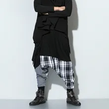 Новинка, Мужская одежда, свободные шаровары больших размеров, высококачественные повседневные штаны в стиле пэчворк, Индивидуальные брюки, костюмы певицы