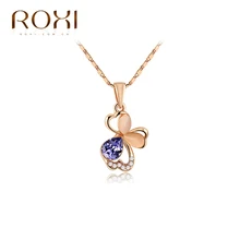 2017 roxi высокое качество ожерелья ювелирных изделий розовое золото красочный кристалл бабочка цветок подвеска ожерелья для женщин