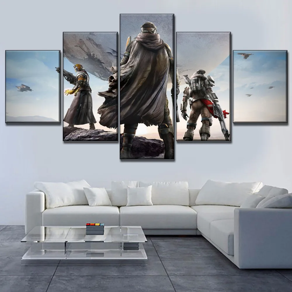 

5 Pieces Game Destiny Role Back Shadow Poster Modular Art Pictures Modern Home Decoration Canvas Print Type Painting Framework