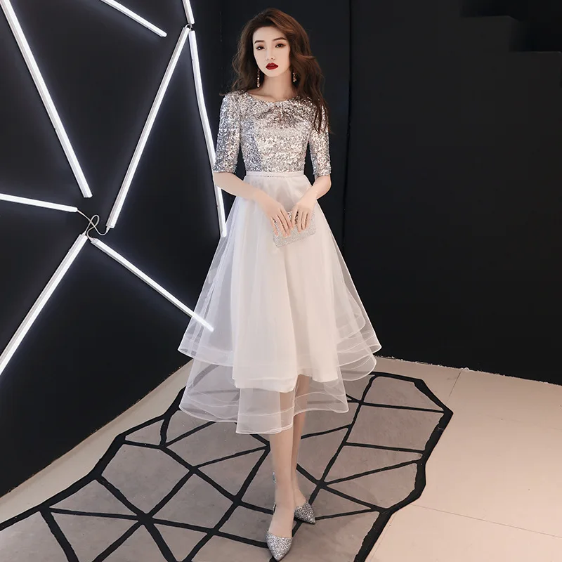 حزب اللباس الإناث 2019 جديد أنيقة مأدبة النساء اللباس مطرزة الديكور خليط فستان صيفي vestidos