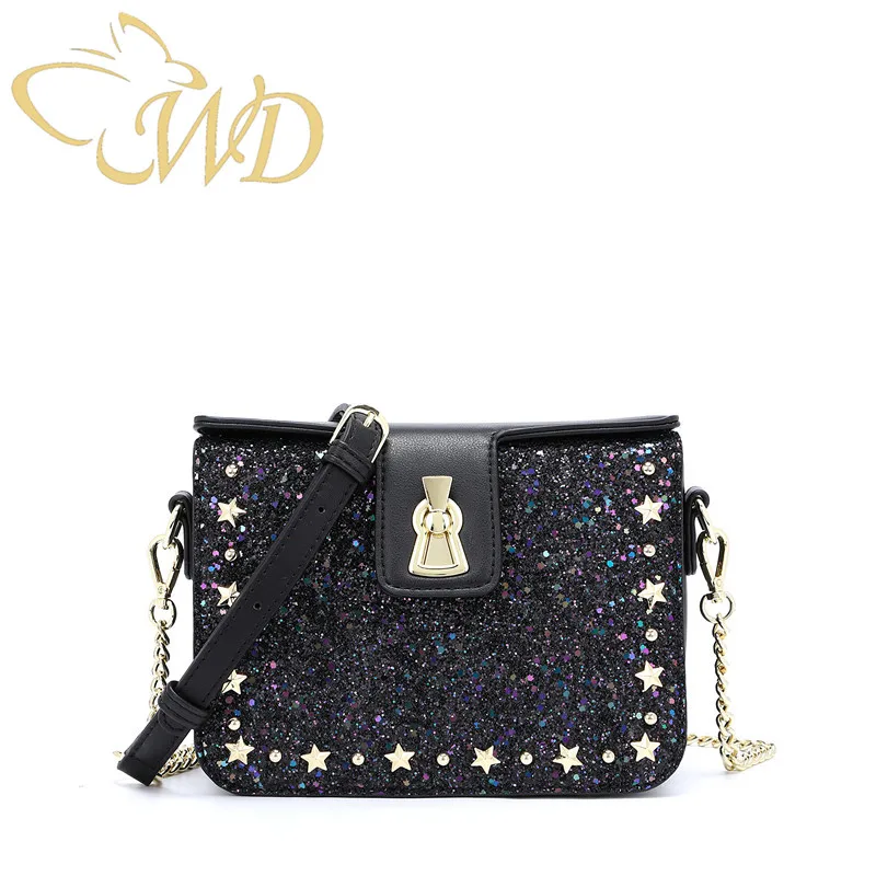 

Women Bag Over Shoulder Fashion Sequined Appliques DecorationvLadies Crossbody Bags Small Long Strap Shoulder Bags Wholesale