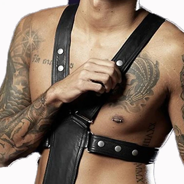 Sexy Men Faux Leather Bodysuit Exotic Fetish Bondage Restraint Lingerie Black Fantasy Gay Jumpsuit Teddy Vinyl Sex Underwear -