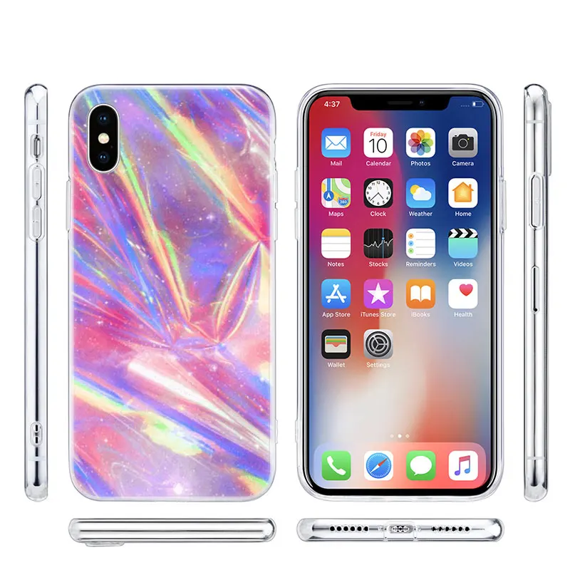Горячий Радужный голографический модный силиконовый чехол для Apple iPhone 7 8 Plus 6 6s Plus 5 XI XIR X XR XS MAX