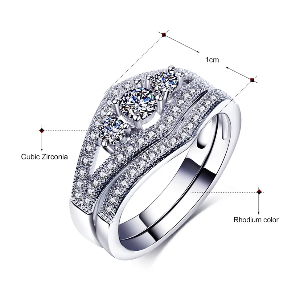 DreamCarnival 1989 Deluxe Stacking Ring 2 pieces set Hot sell High grade Lover rings Gift for Valentine Love jewelry SJS19499