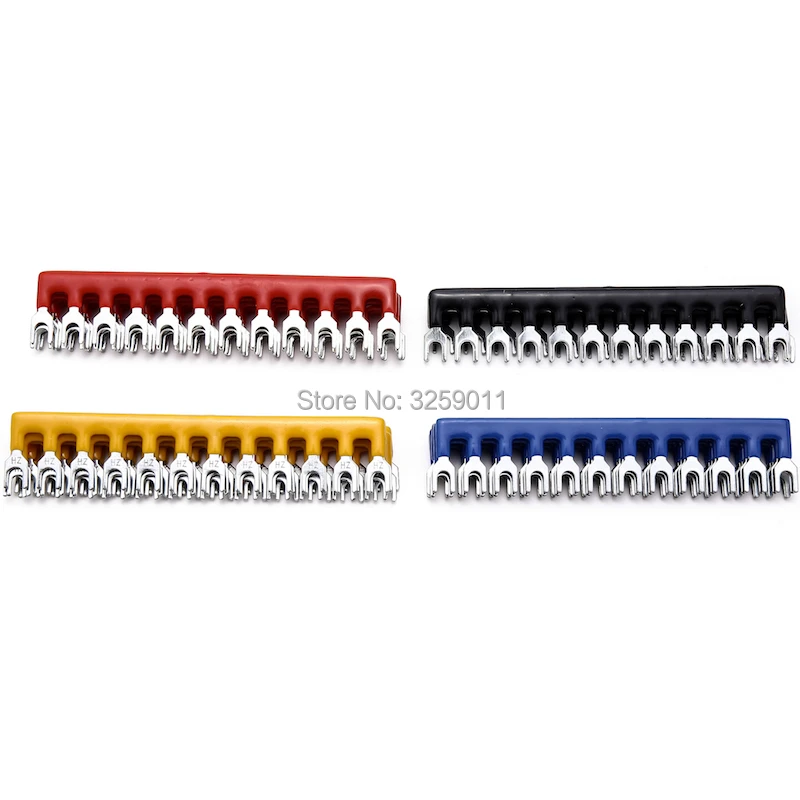 15x 400V 10A Fork Shape Pre Insulated 12 Position Barrier Block Strip Wire Em