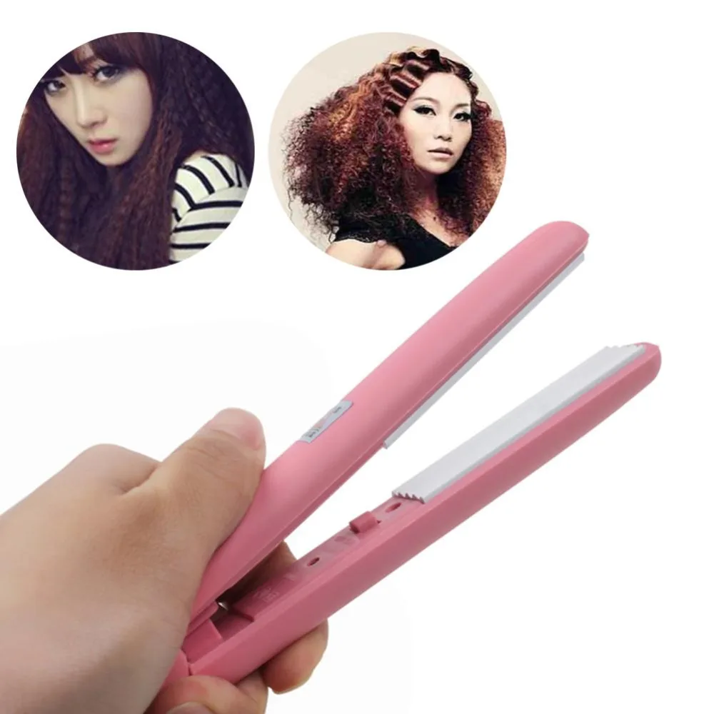 

2018 Mini Curls Hair straightener Iron Pink Ceramic Straightening Corrugate Curling Iron Hair Curler Styling Tools
