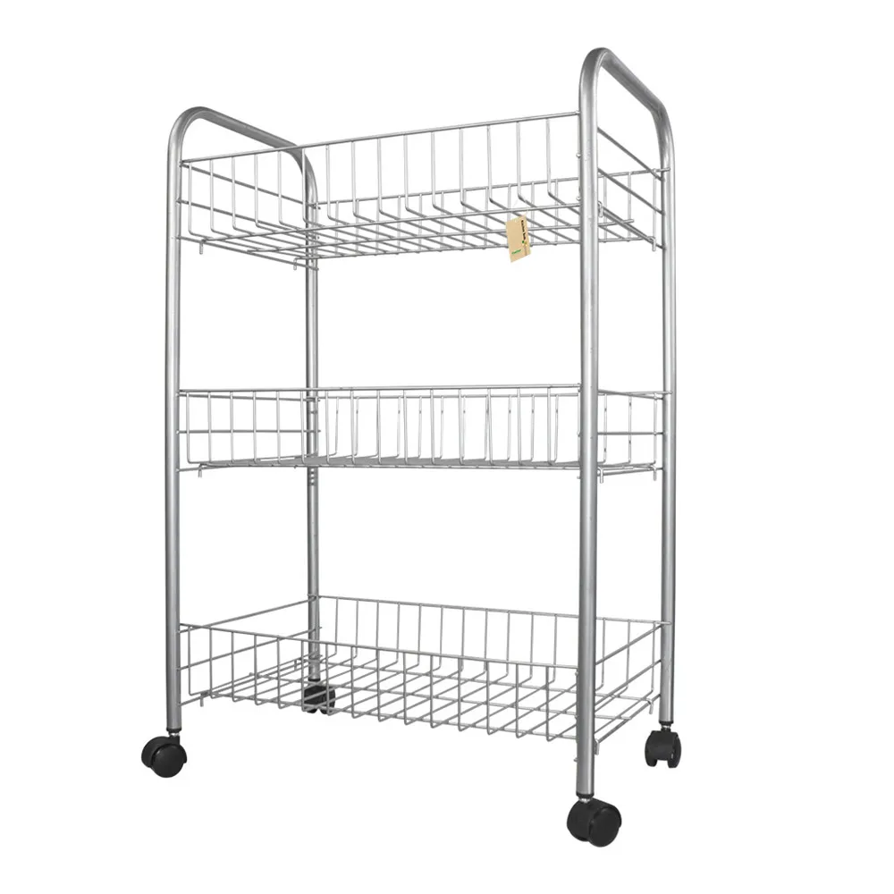 3 Tier Wire Rolling Cart 3 Shelf Wire Shelving Rack Shoes