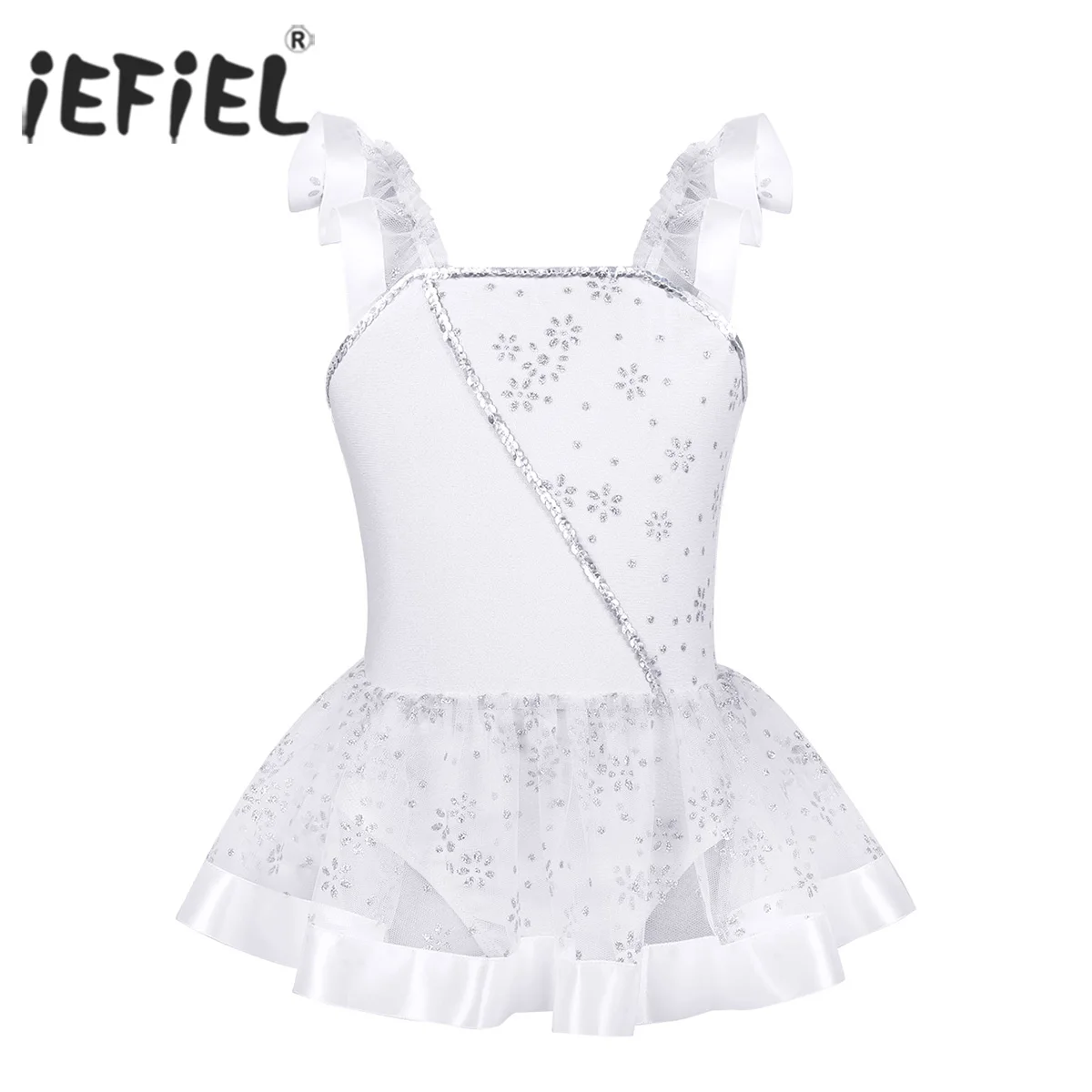 Shiny Toddler Girls Hallow-Out Ballet Leotard Ruffled Tutu Dress