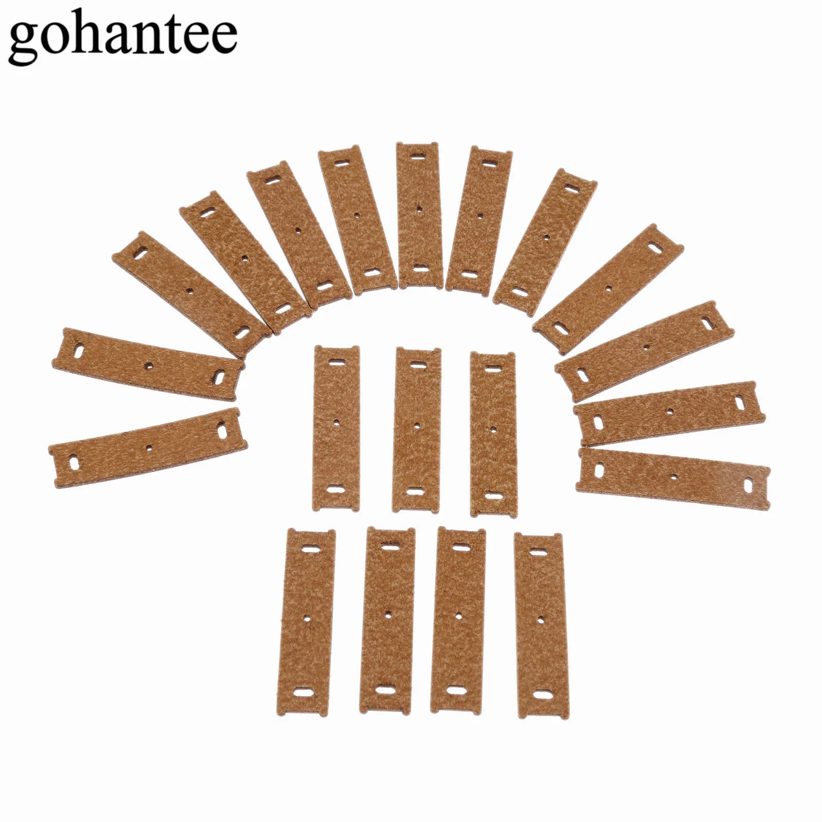 gohantee Brown 20pcs Slingshots Pouches Microfiber Leather with Center Hole for Outdoor Hunting Catapults 55mm x 14mm