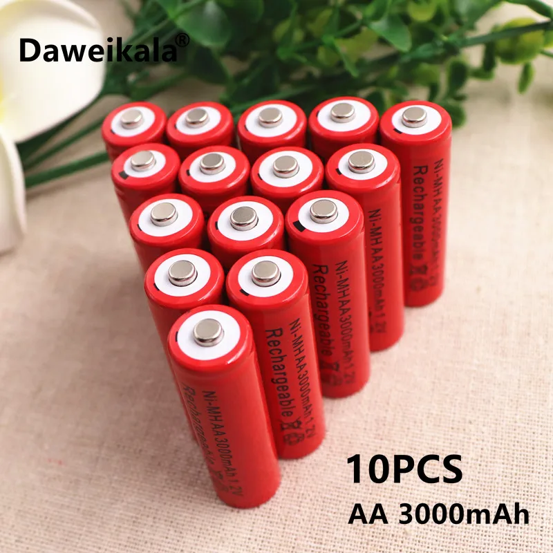 Daweikala red AA battery 3000mAh rechargeable battery Ni MH 1.2 volt 2A suitable for alarm clock