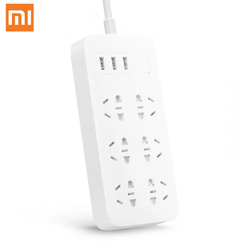 Xiaomi Оригинал Mijia силовая полоса 6 розеток штепсельная вилка 3USB удлинитель 2A
