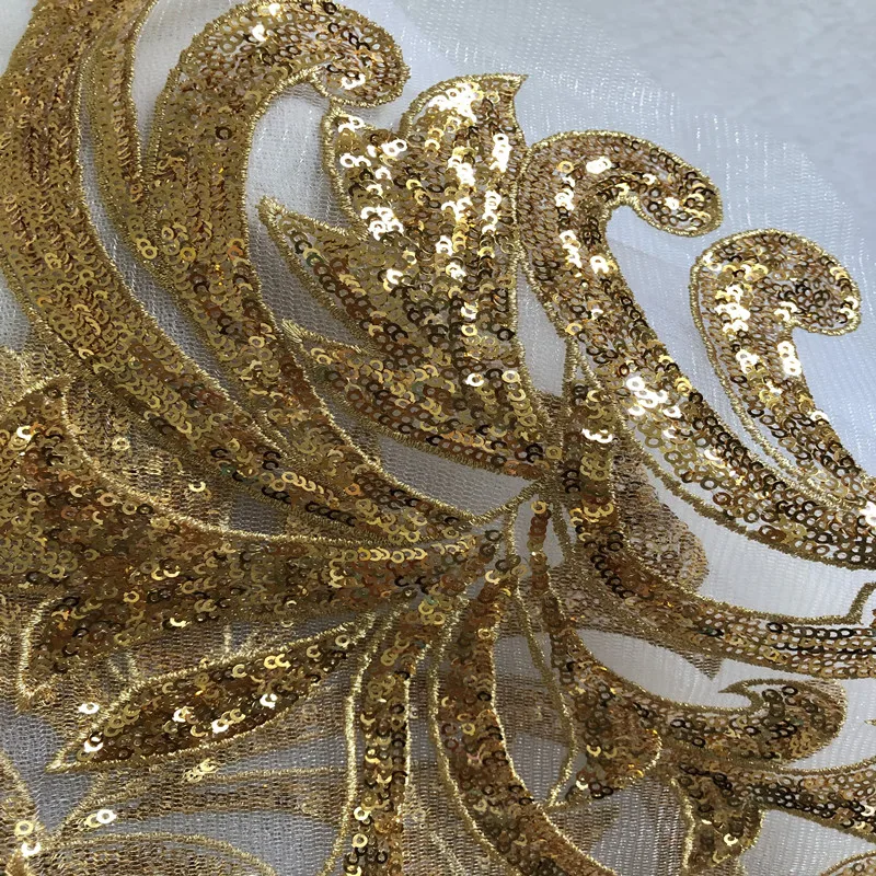 SASKIA 1 пара золотые блестки декольте цветок сетка Вышивка Патчи Свадебные африканские кружева швейная ткань аппликация Одежда Платье Diy