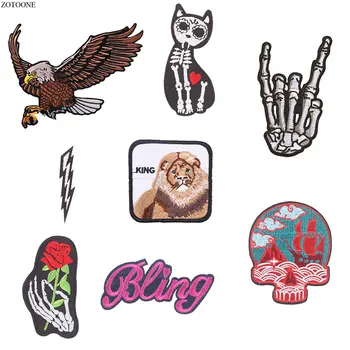 

ZOTOONE Eagle Patches Embroidered Iron on Patches for Clothing DIY Forest Animal Cat Motif Stripes on Clothes Stickers C