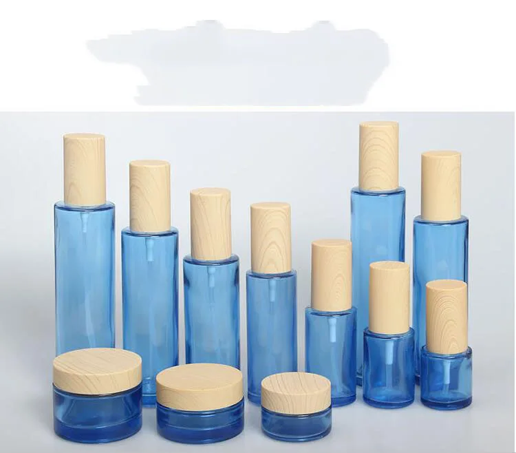 120ml Blue Glass Cosmetic Containers Bottle 30G Cream Jar 80ml Spray Bottle Emulsion Lotion Pump 20g 50g 30ml 40ml 60ml 100ml  (32)