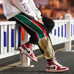 2019 мужские вельветовые лоскутные брюки карго шаровары, штаны для бега Harajuku спортивные штаны модные хип-хоп уличные брюки японский стиль