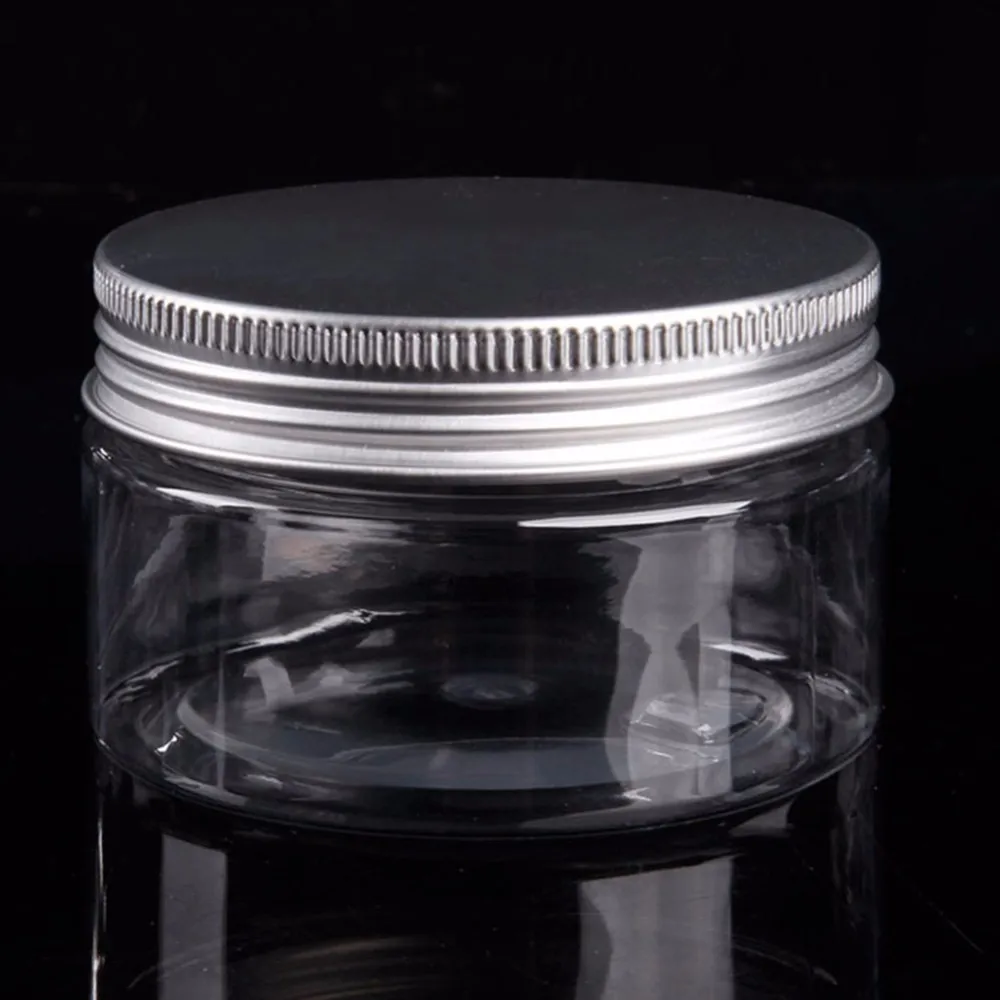 Make Up Storage Jar Cosmetic Plastic Clear Container Aluminum Lid Small Bottle30ML/40ML/50ML/60ML/80ML/100ML/120ML/200ML/250ML