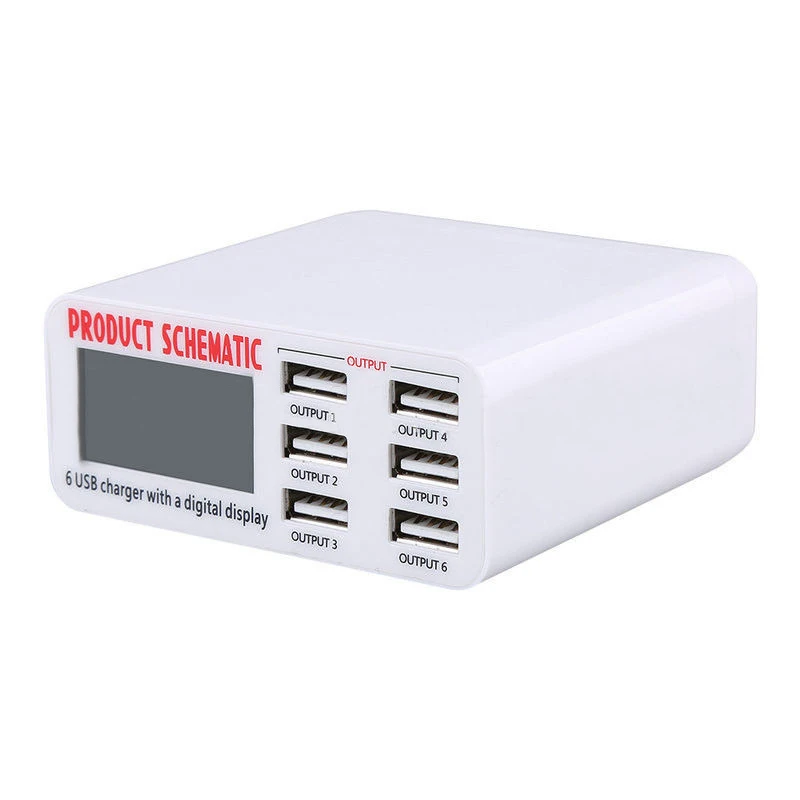 QC 3.0 USB Charger Multi USB Port Rapid Charger 6 Port USB Socket Fast Charger with LCD Display For iPhone iPad SAMSUNG Xiaomi (3)
