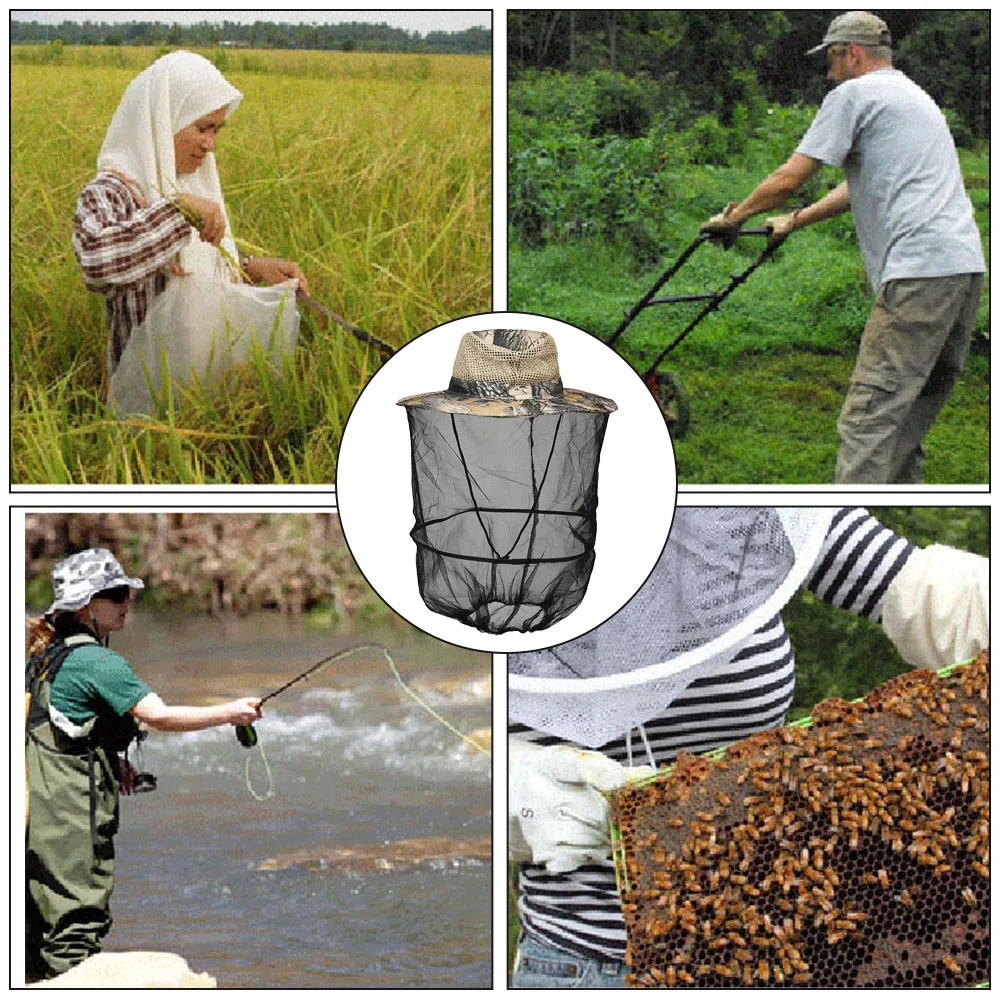 Шляпа пчеловода с широкими полями Камуфляж Москитная сетка рыболовная Кепка пчела летающие насекомые ведро сетка протектор пчеловодство оборудование