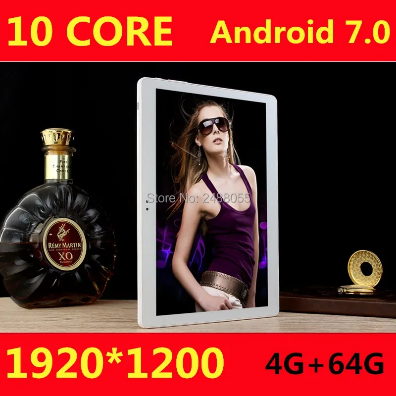 

free shipping T10 Deca Core 10'' Android 7.0 10 Tablet PC 4GB RAM 64GB ROM 1920*1200 IPS Screen 8.0Mp Camera