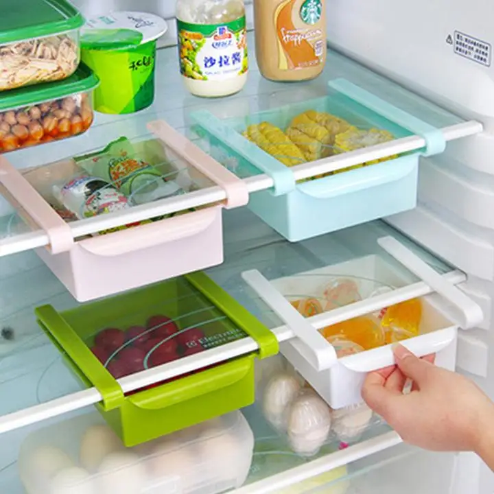 

Multifunction Kitchen Refrigerator Pull Out Storage Box Fresh Spacer Layer Drawers Organiser Refrigerator Storage Containers