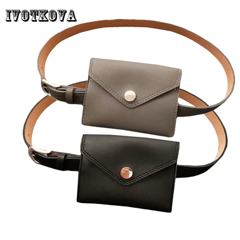 

IVOTKOVA 2018 New Women Waist Bag Mini Casual Female Belt Bag Pu Leather Girl Ladies Funny Pack Trendy Bag for Women Gift