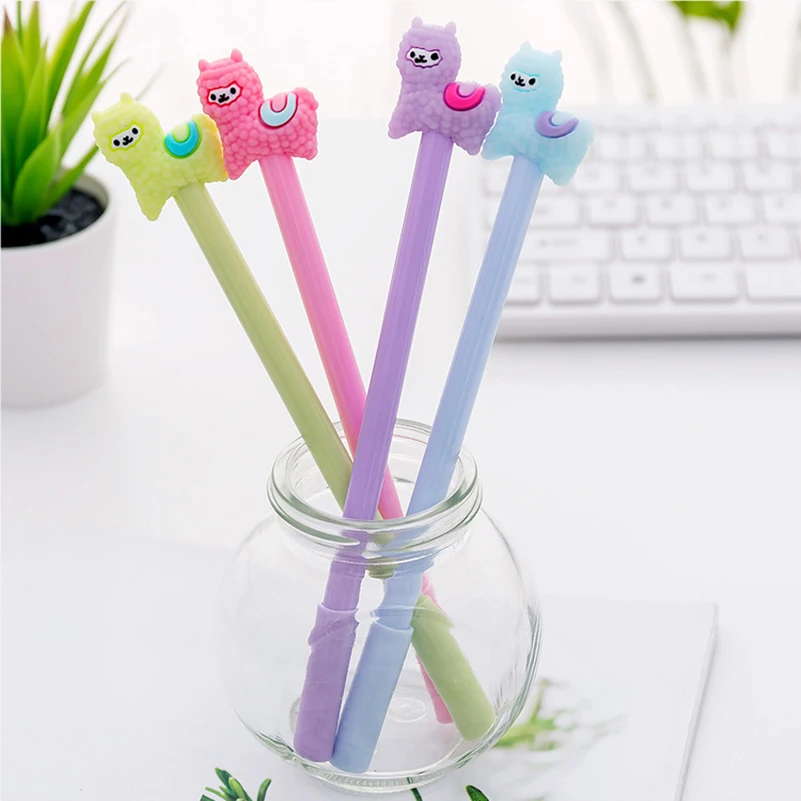 

12Pcs Kawaii Sheep Gel Pen Cartoon Cute Animal Alpaca Stationery Novelty School Office Supply Thing Anime Kids Gift Stationary