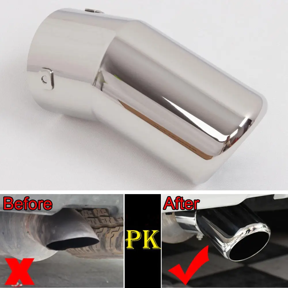 Auto Chrome 1pc Car Rear Round Exhaust End Tail Pipe Muffler Tip For