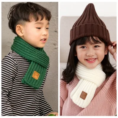 

Boys Girl Baby Kids Winter Scarf Warm Knitting Wool Scarf Children Neck Warmer Scarves knitting Solid Color children neck scarf