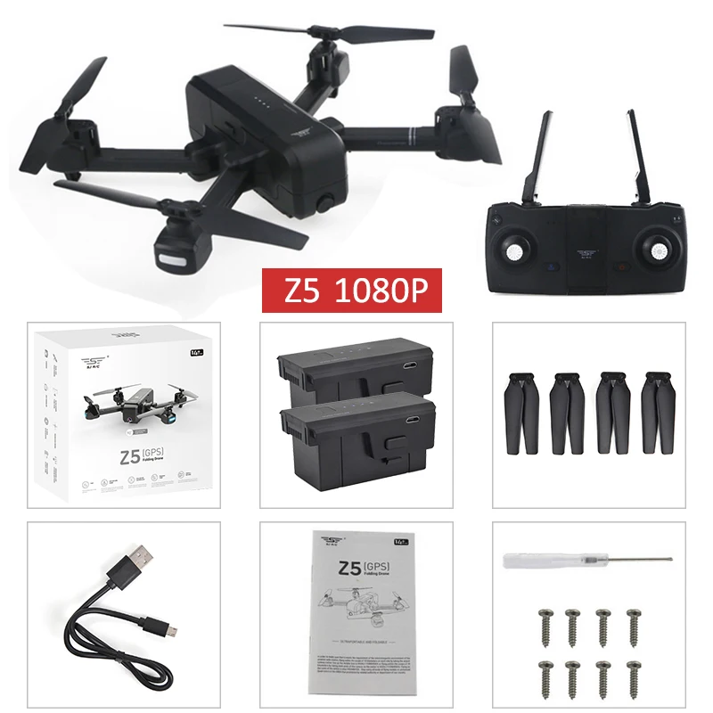 SJRC Z5 5G Wifi FPV с камерой 1080P двойной gps динамический Дрон Квадрокоптер - Цвет: 1080p black 2battery