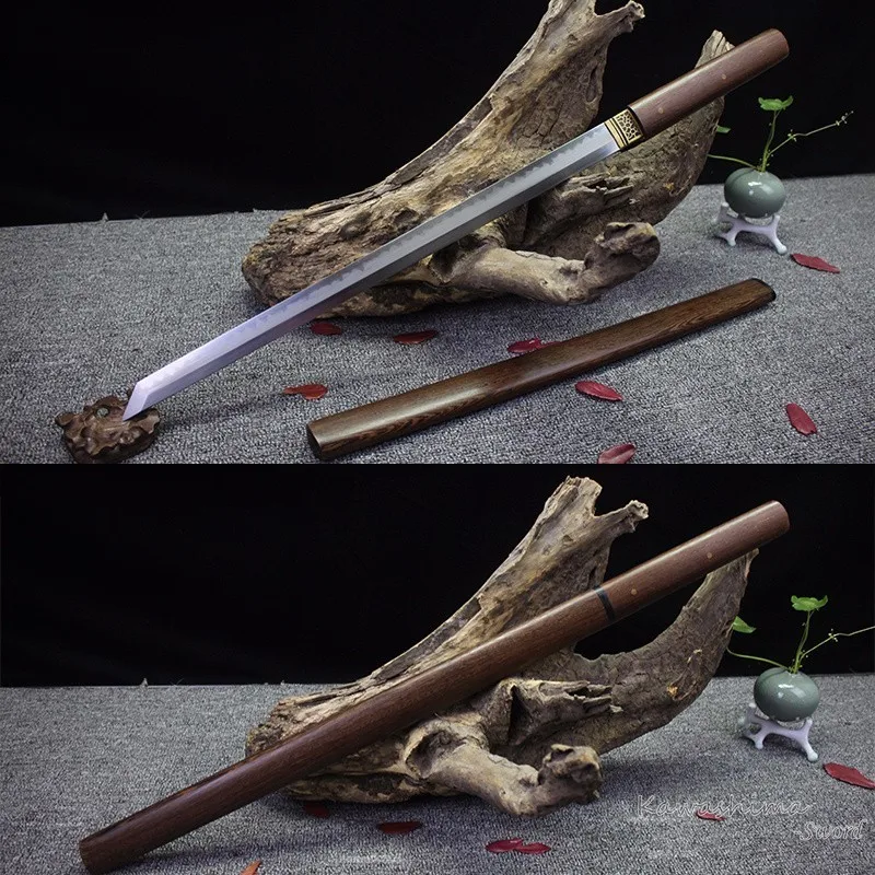 Японский шпага Wakizashi ручной работы прямой T10 стальной глины закаленное лезвие