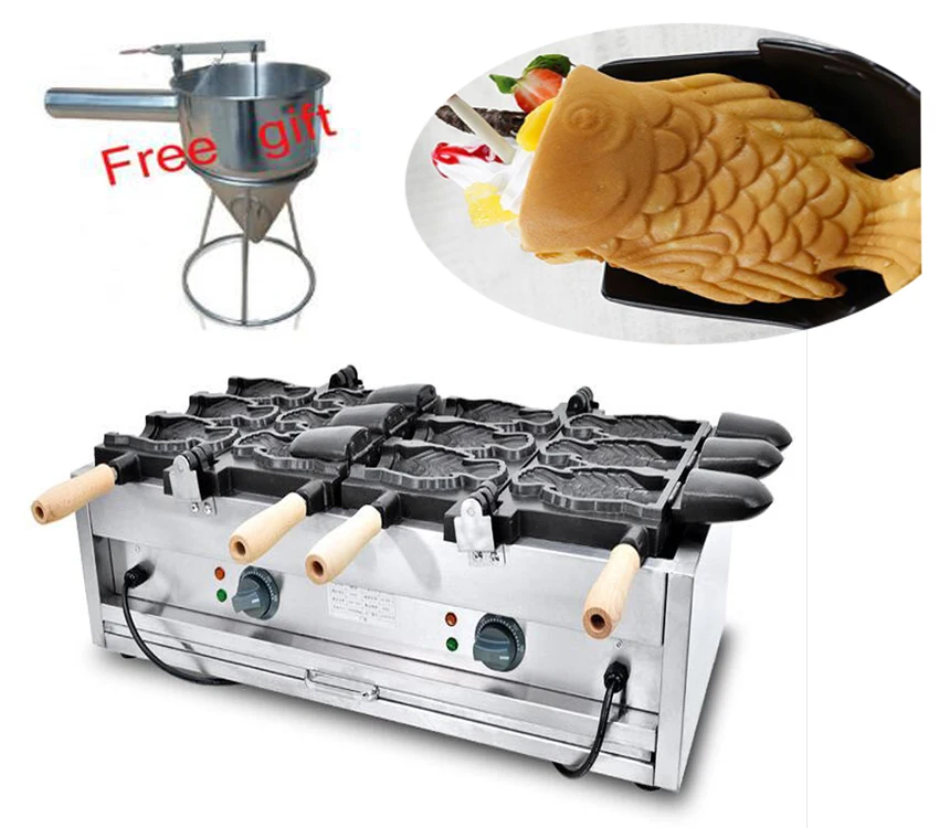 

110v 220v Electric 6 pcs Ice cream taiyaki machine Fish waffle maker