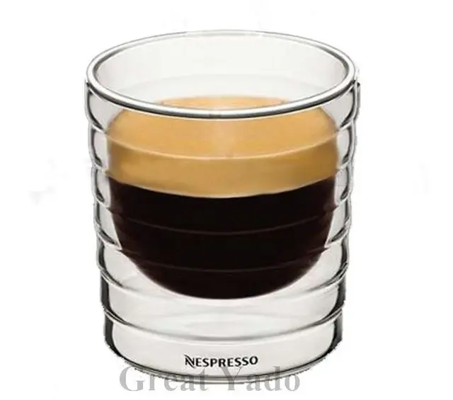 Set of 2 pcs double wall Nestle Nespresso glass coffee cups mugs 150ML