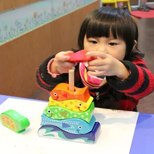 

Wooden marine fish toy stacking & building blocks colorful wood toys set