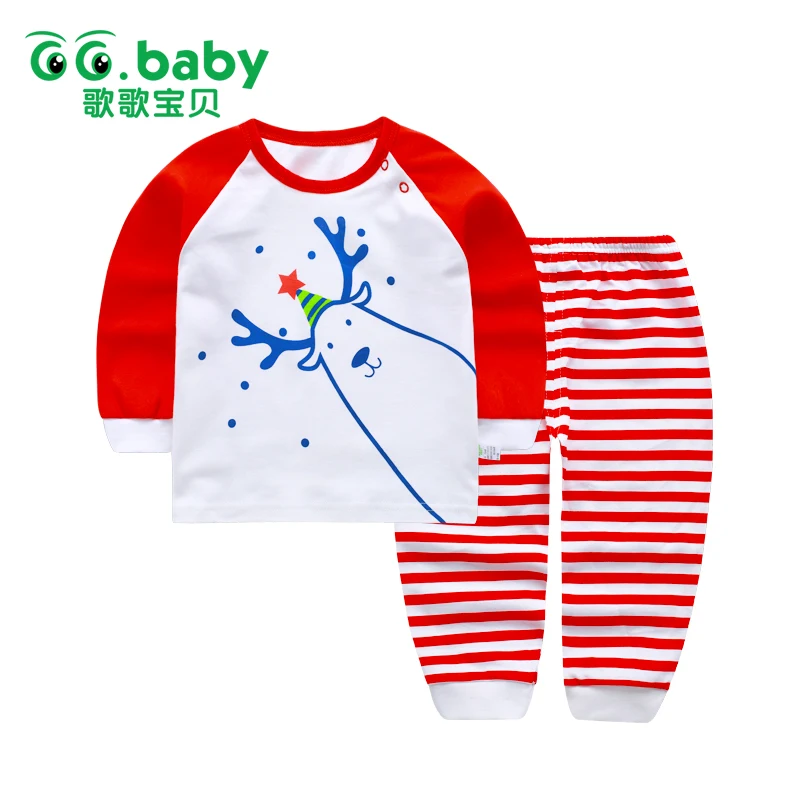 

Newborn Baby Girls Clothes Sets Striped Christmas Animal Deer Long Sleeve For Infant Baby Boy Outfits Pajamas Set Clothing Suit