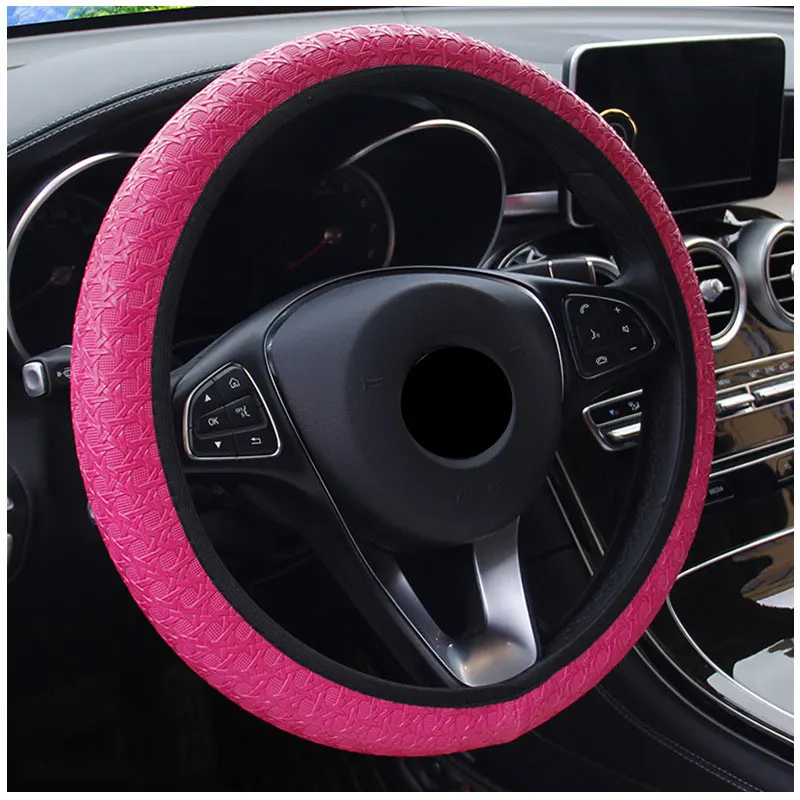

Car Steering Wheel Cover Universal 38cm Wheel Cover Car-Styling Auto Decoration Interior Accessories Braid On The Steering Wheel
