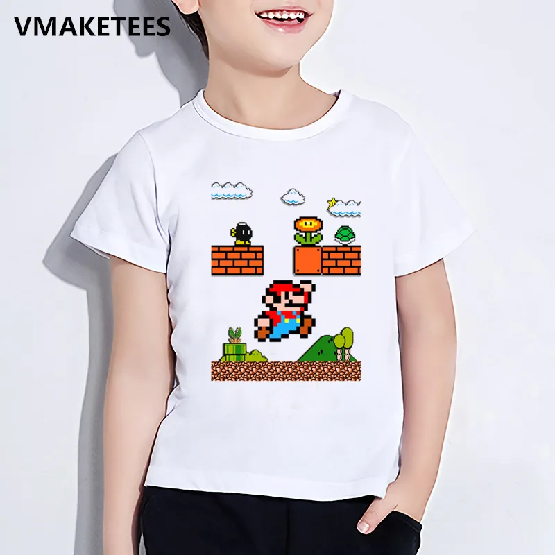 Детская летняя футболка с короткими рукавами для мальчиков и девочек детская футболка с принтом «Super Mario Bros» забавная повседневная одежда для малышей ooo5222 - Цвет: ooo5222M